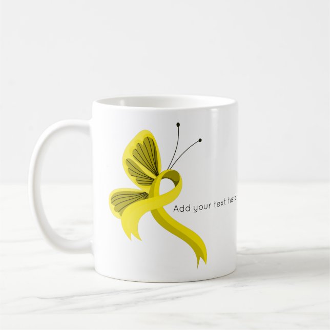 Taza De Café Cinta amarilla para la toma de conciencia para la  (Izquierda)