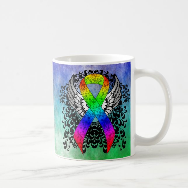 Taza De Café Cinta arcoiris con alas (Derecha)
