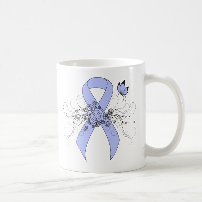 Taza De Café Cinta azul claro con mariposa (Derecha)