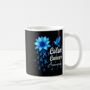 Taza De Café Cinta azul de cáncer de colon girasol colorrectal