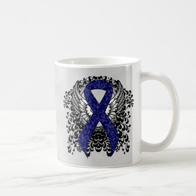 Taza De Café Cinta azul oscura con alas (Derecha)