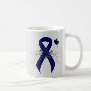 Taza De Café Cinta azul oscura con mariposa