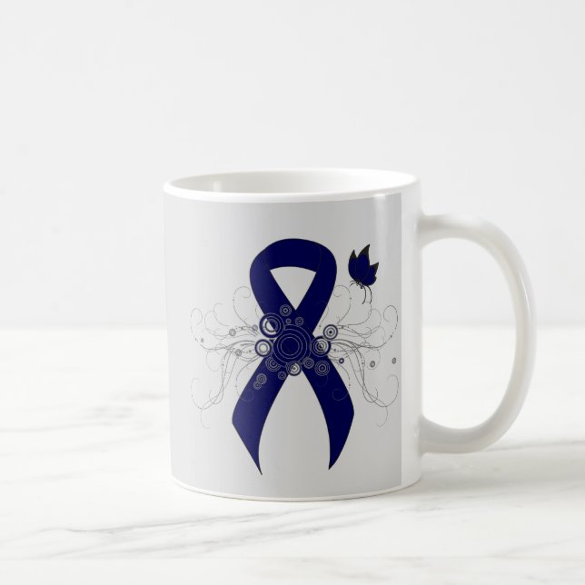 Taza De Café Cinta azul oscura con mariposa (Derecha)