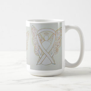 Taza De Café Cinta blanca de sensibilización Angel Art Mug