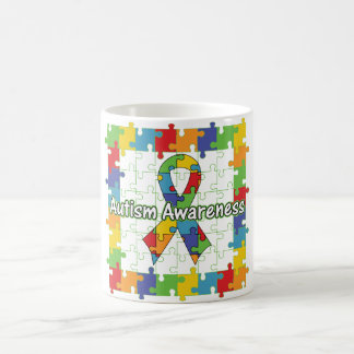 Taza De Café Cinta cuadrada de la conciencia del autismo del