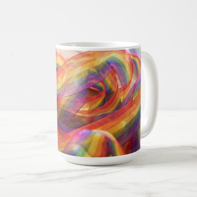 Taza De Café cinta de arcoíris en cascada transparente generada (Anverso derecho)