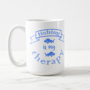 Taza De Café Cinta de banner cita La pesca es mi terapia