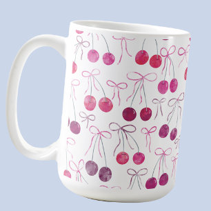Taza De Café Cinta de cerezas y patrón de acuarela de arcos