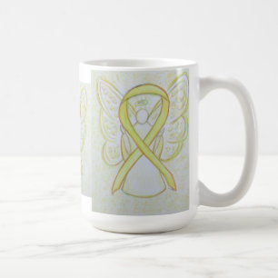 Taza De Café Cinta de conciencia amarilla Angel Art Coffee Mug