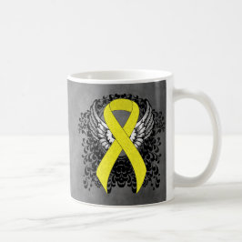Taza De Café Cinta de conciencia amarilla con alas