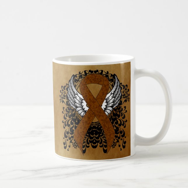 Taza De Café Cinta de conciencia marrón con alas (Derecha)