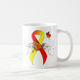 Taza De Café Cinta de conciencia roja y amarilla con mariposa