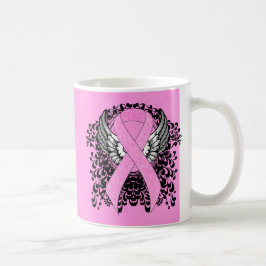 Taza De Café Cinta de conciencia rosa con alas