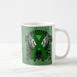 Taza De Café Cinta de conciencia verde con alas