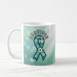 Taza De Café Cinta de concienciación teal de supervivientes SA
