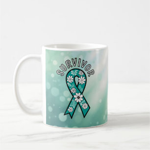 Taza De Café Cinta de concienciación teal de supervivientes SA