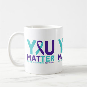 Taza De Café Cinta de concienciación teal púrpura - Prevención