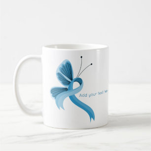 Taza De Café Cinta de concientización azul claro mariposa café 