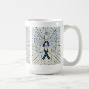 Taza De Café Cinta de concientización azul y negra Ángel Mug de