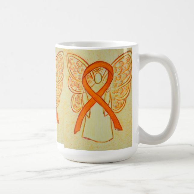 Taza De Café Cinta de concientización de naranja Angel Art Mug (Derecha)