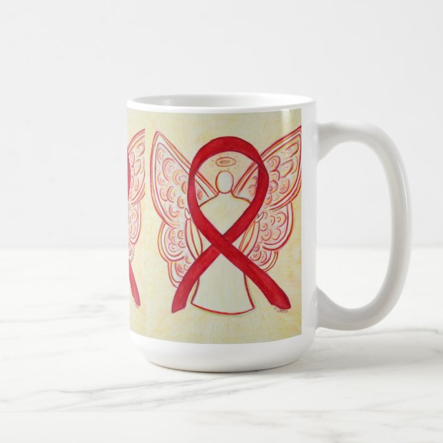 Taza De Café Cinta de concientización roja Angel Art Mug (Derecha)