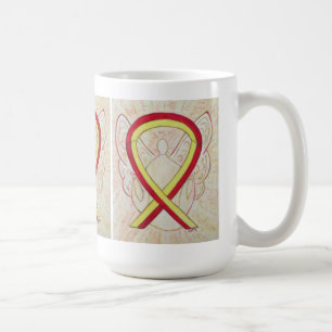 Taza De Café Cinta de concientización roja y amarilla Angel Art