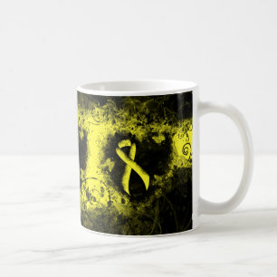 Taza De Café Cinta de la conciencia amarilla Corazón desgarrado