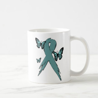 Taza De Café Cinta de la conciencia del cáncer de cuello del