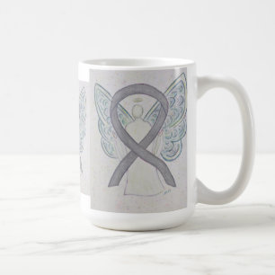 Taza De Café Cinta de la toma de conciencia de plata Angel Art