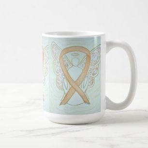 Taza De Café Cinta de la toma de conciencia del oro Angel Art M