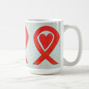 Taza De Café Cinta de la toma de conciencia roja Personalizado