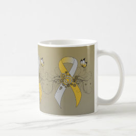 Taza De Café Cinta de oro y plata con mariposa