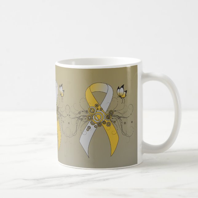 Taza De Café Cinta de oro y plata con mariposa (Derecha)