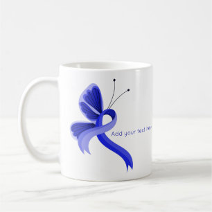 Taza De Café Cinta de sensibilización azul mariposa café Mug