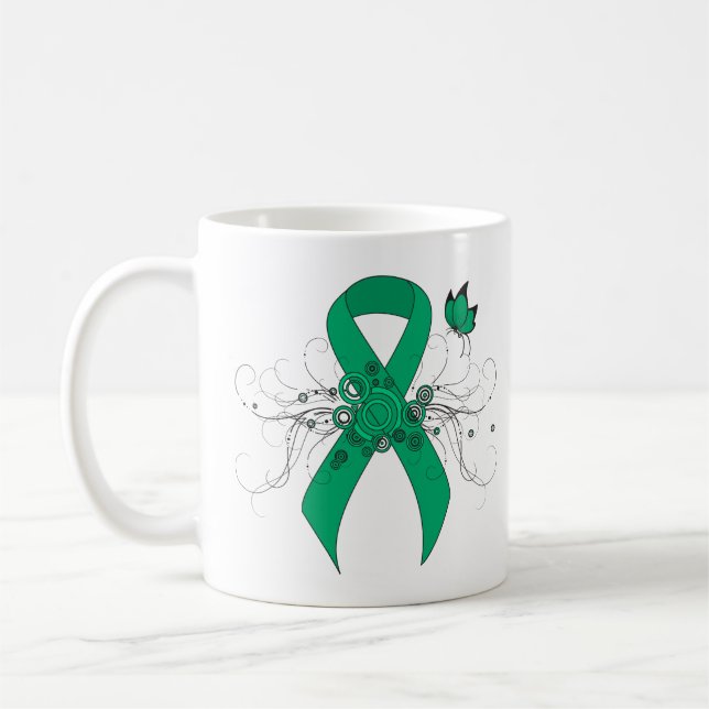 Taza De Café Cinta de sensibilización de Jade con mariposa (Izquierda)