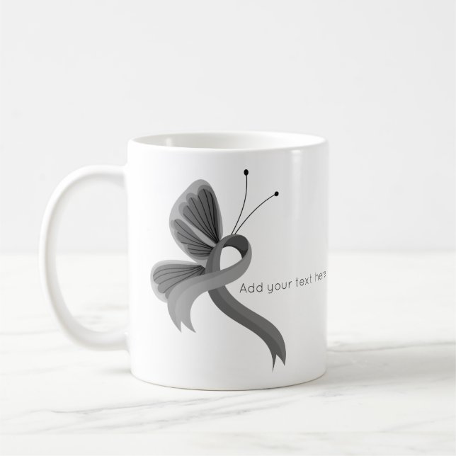 Taza De Café Cinta de sensibilización gris café mariposa Mug