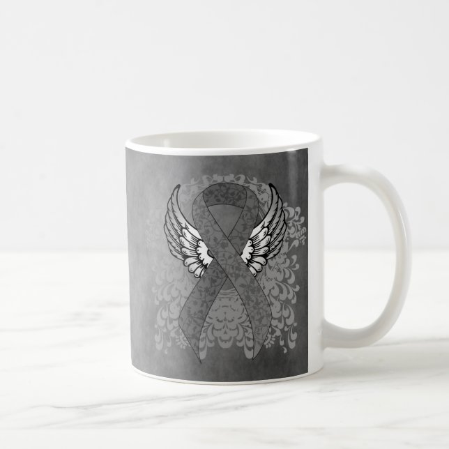 Taza De Café Cinta de sensibilización gris con alas (Derecha)