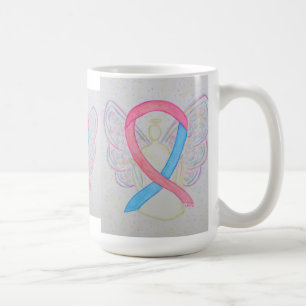 Taza De Café Cinta de sensibilización rosa y azul Angel Art Mug