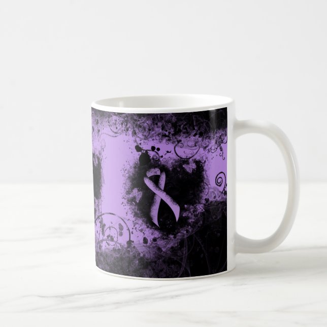 Taza De Café Cinta de sensibilización sobre la lavanda Corazón  (Derecha)
