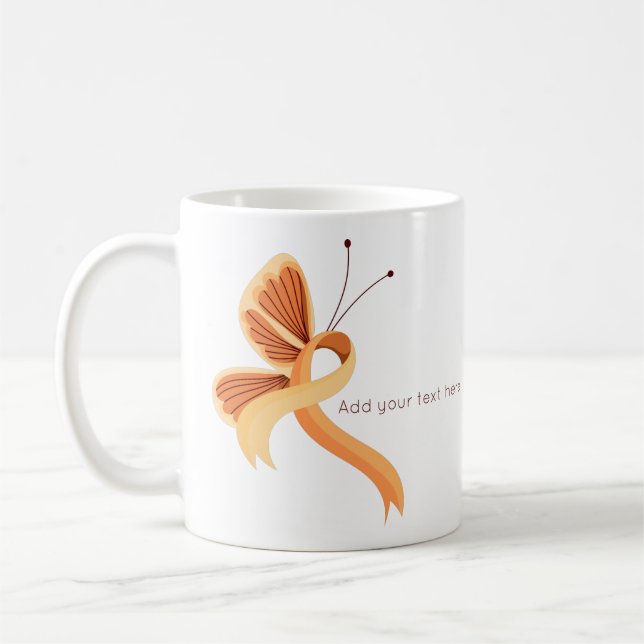 Taza De Café Cinta de Sensibilización sobre la Peach Butterfly  (Izquierda)