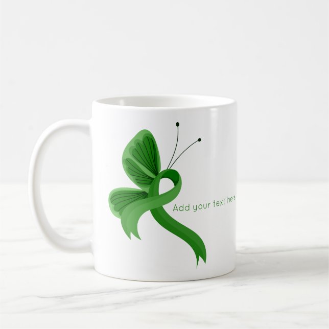 Taza De Café Cinta de sensibilización verde mariposa café Mug (Izquierda)