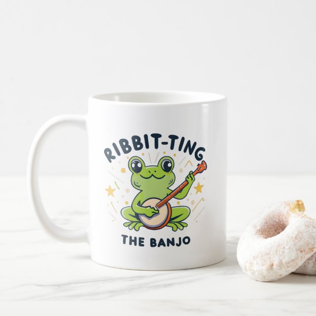 Taza De Café Cinta del Banjo, música de la Rana Cuta (Con donut)