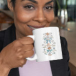 Taza De Café Cinta Floral Blue Boho<br><div class="desc">Boho y jarra rústica con ilustracion de arcos y flores dibujados a mano en azul.</div>