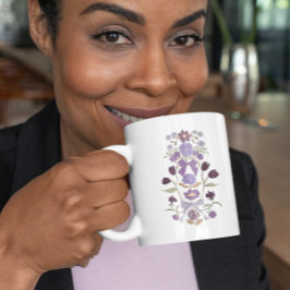 Taza De Café Cinta Floral Purple Boho