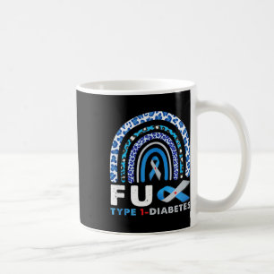 Taza De Café Cinta Gris Azul Arcoiris Grasa Tipo 1 Diabetes Con