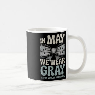 Taza De Café Cinta gris Groovy Coquette Bow Cáncer de Cerebro C