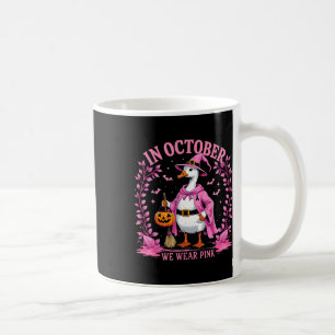 Taza De Café Cinta Halloween De Cáncer De Mama De Ganso En Octu