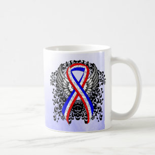 Taza De Café Cinta roja, blanca y azul con alas