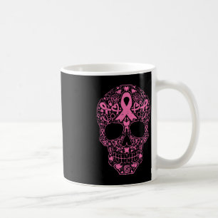 Taza De Café Cinta rosa de cráneo de azúcar Calavera Cáncer de 