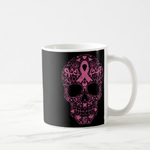 Taza De Café Cinta rosa de cráneo de azúcar Calavera Cáncer de 